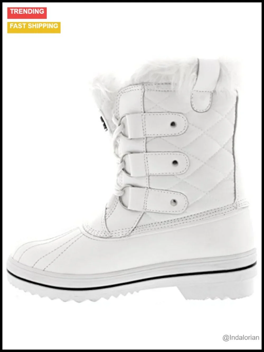 Short Lace Up Snow Boots Faux Fur Trim Waterproof Winter Boots